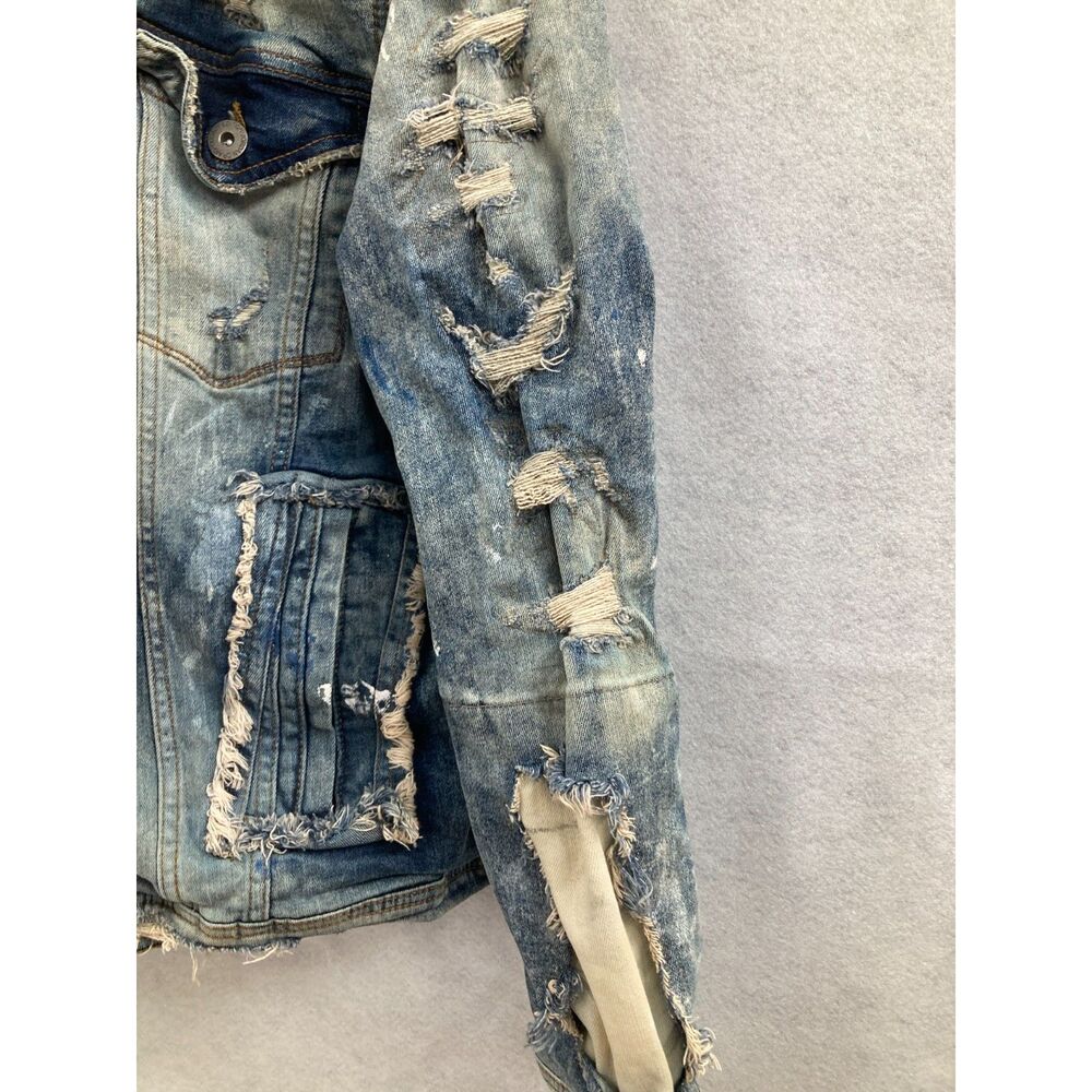 Jordan Craig Legacy Edition Men's X-Large Distressed Denim Jacket Blue Ripped - Picture 3 of 11